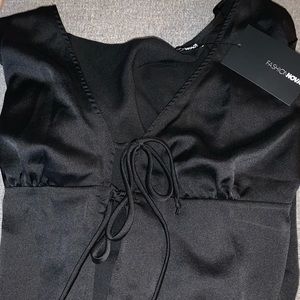 Fashion Nova black long sleeve silky top